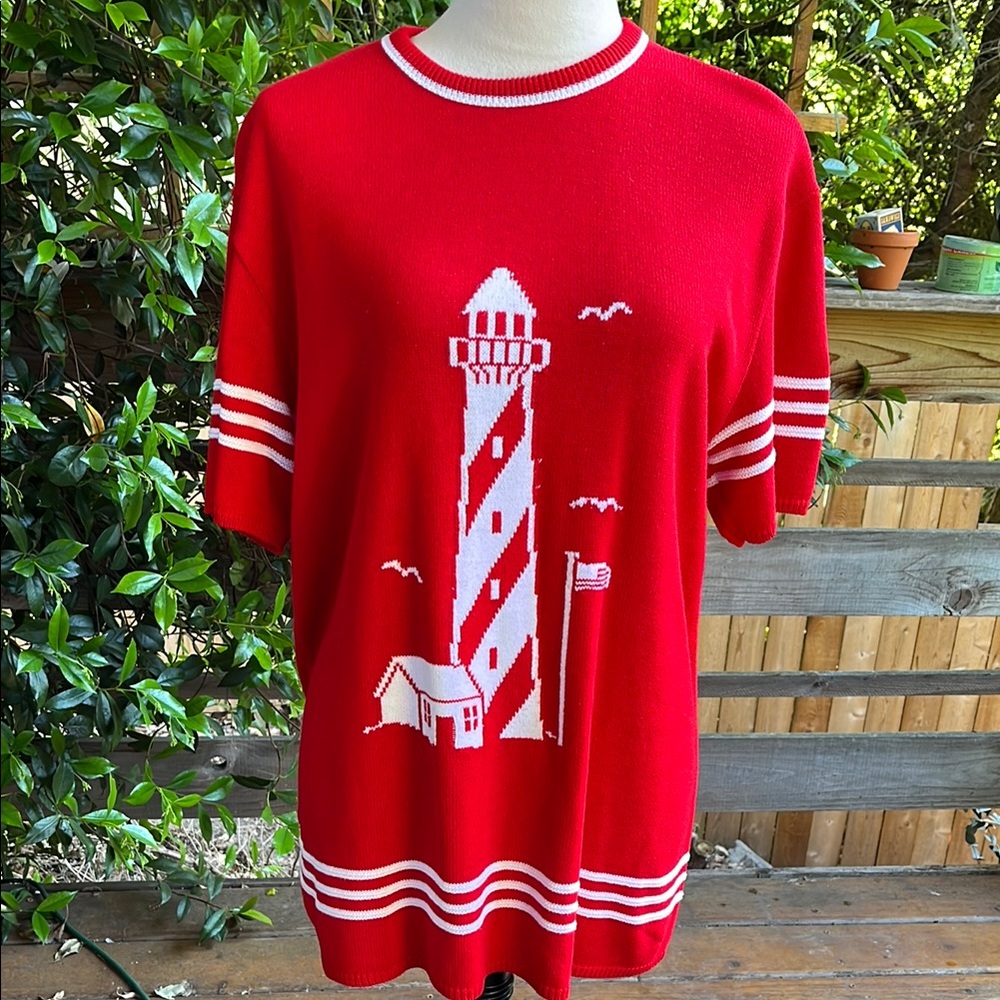 Vintage Red Knit Sweater Lighthouse Sweat